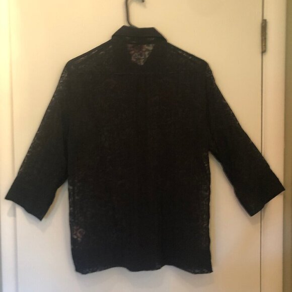 Hearts of Palm semi-sheer button-up blouse/swim coverup sz 8 - Picture 7 of 8